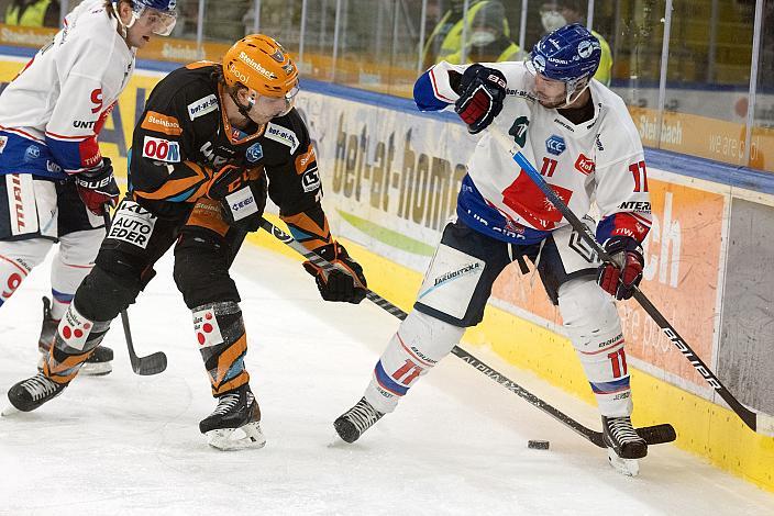Zachary Magwood (HC Tiwag Innsbruck - Die Haie), Brian Lebler (Steinbach Black Wings Linz), Daniel Jakubitzka (HC Tiwag Innsbruck - Die Haie), Steinbach Black Wings Linz vs HC Tiwag Innsbruck - Die Haie, bet-at-home ICE Hockey League