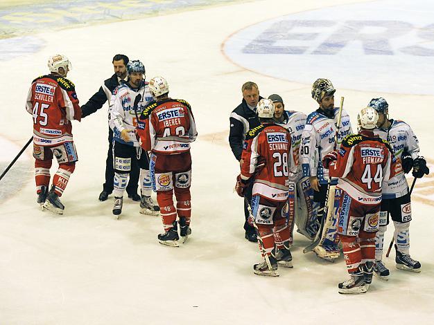 Saisonende fuer die Liwest Black Wings Linz in Klagenfurt  (Liwest Black Wings Linz) und (EC KAC), EC KAC vs EHC Liwest Black Wings Linz, Spiel 6, Play-Offs, Semifinale