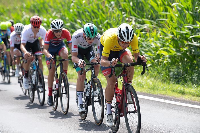 Im Gelben Trikot des Gesamtführenden Alec Segaert (BEL, Gaverzicht Be - Okay), Alexander Hajek (AUT, Team Auto Eder),  46. Int. Keine Sorgen,  Junioren Rundfahrt UCI Kat. MJ 2.1, 3. Etappe Bad Wimsbach/Neydharting - Strass im Attergau