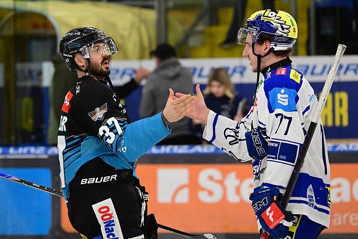 Andreas Kristler (Steinbach Black Wings Linz), Philipp Lindner (EC iDM Wärmepumpen VSV), Saisonende in Linz, Spiel 2 Pre-Playoffs,  ICE, Steinbach Black Wings Linz vs EC iDM Wärmepumpen VSV, Linz AG Eisarena 