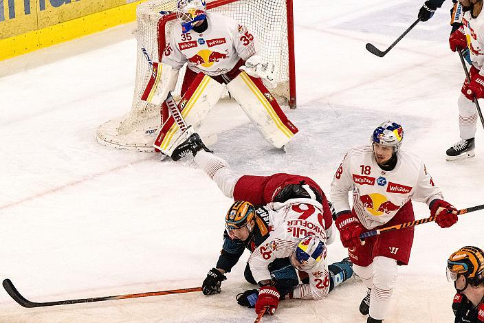 Tormann Atte Tolvanen (EC Red Bull Salzburg), Gerd Kragl (Steinbach Black Wings Linz), Peter Hochkofler (EC Red Bull Salzburg), Steinbach Black Wings Linz vs EC Red Bull Salzburg, Playoffs, 2. Viertelfinale, Linz AG Eisarena 