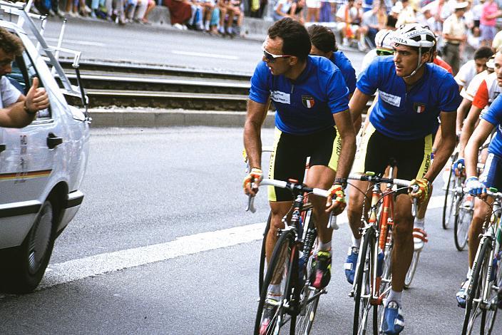 v.l. Moreno Argentin (ITA) dnf, Bruno Cenghialta (ITA) Platz 49, Herren Profi Rennen, Strasse WM Stuttgart, 1991