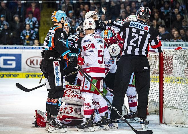 Harter Kampf in Linz, Eishockey,  2. Viertelfinale EHC Liwest Black Wings Linz vs EC KAC