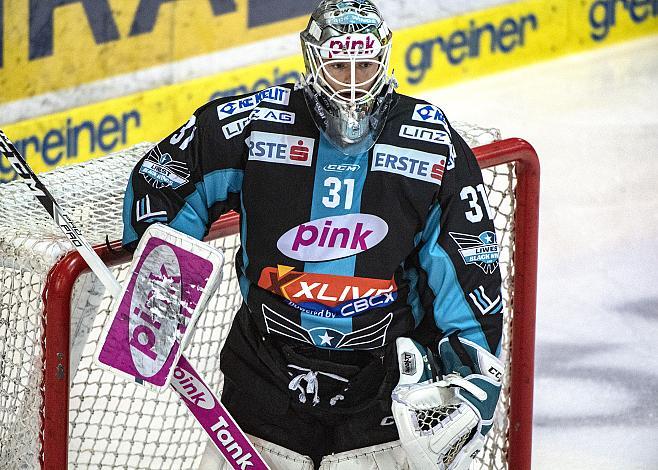 Tormann David Kickert (EHC Liwest Black Wings Linz) EHC Liwest Black Wings Linz vs HC TWK Innsbruck Die Haie