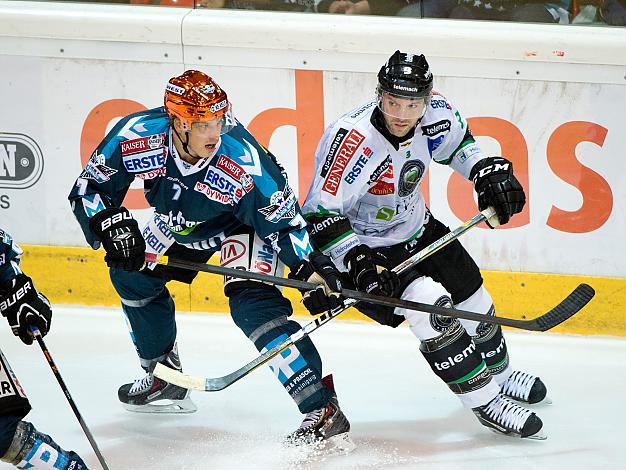 Brian Lebler, Linz und Bryan Schmidt (HDD TELEMACH Olimpija Ljubljana, #3), EHC Liwest Black Wings Linz vs HDD Telemach Olimpija Ljubljana