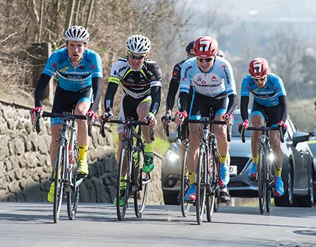 die Spitzengruppe mit Sebastian Schönberger, AUT (Tirol Cycling Team), Stephan Rabitsch, AUT (Team Felbermayr Simplon Wels), Clement Koretzky, FRA (Team Vorarlberg), Daniel Auer, AUT (Team Felbermayr Simplon Wels) 
die Spitzengruppe mit Sebastian Sch