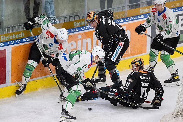 Brodi Stuart (Steinbach Black Wings Linz), Brian Lebler (Steinbach Black Wings Linz)  Steinbach Black Wings Linz vs HK SZ Olimpija, 22. Runde, Trikot Movember, ICE Hockey League, Steinbach Black Wings Linz, Linz AG Eisarena 