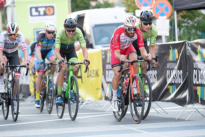 Daniel Eichinger (AUT, Hrinkow Advarics Cycleang Team), Simon Geschke (GER, Cofidis, Solutions Credits), Stefan Kolb (AUT, Hrinkow Advarics Cycleang Team) Innenstadtkriterium Wels, Radsport, Kriterium