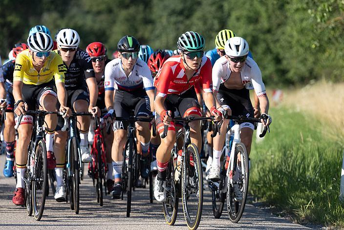 Das Peleton mit Benjamin Eckerstorfer (AUT, Team Österreich) am Mistelbacher Berg,  Int. "Keine Sorgen" Junioren Rundfahrt UCI Kat. 2.1 MJ