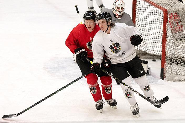 Gerd Kragl (Steinbach Black Wings Linz), Niklas Bretschneider (Steinbach Black Wings Linz), Eishockey Nationalteam, Trainingscamp Linz, Oberösterreich 