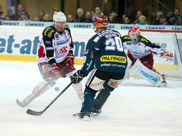 Brad Moran, Linz und Mike Siklenka KAC, EHC Liwest Black Wings Linz vs EC KAC