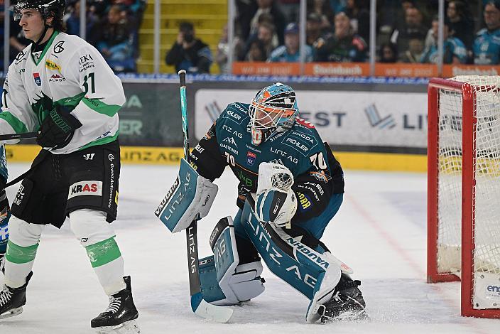Tormann Dylan Wells (Steinbach Black Wings Linz) 3. Runde ICE, Steinbach Black Wings Linz vs Olimpija Ljubljana, Linz AG Eisarena 