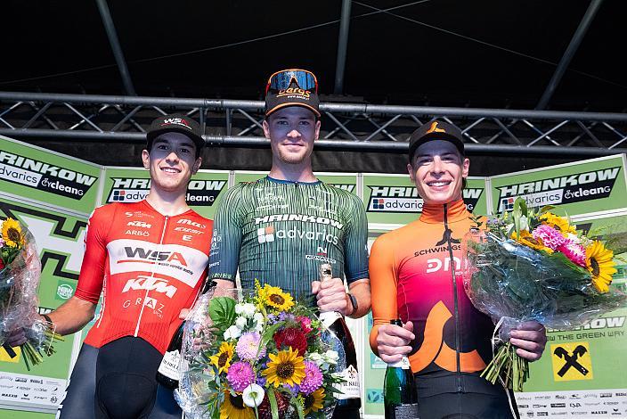 Das Podest Sieger Loic Bettendorff (LUX, Hrinkow Advarics), , 2. Matthias Gusner (AUT, WSA KTM Graz), 3. Josef Dirnbauer (AUT, Cycling Team Schwingshandl), 27. Int. ASVÖ - HRINKOW City Kriterium Steyr, Herren Elite, ÖRV, Radsport, Mountainbike, ELITE Rennrad