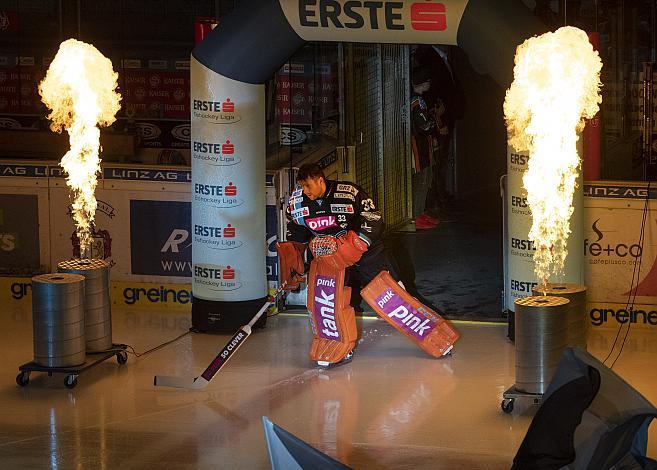 Tormann Jeff Glass (EHC Liwest Black Wings Linz),Eishockey,  2. Viertelfinale EHC Liwest Black Wings Linz vs EC KAC