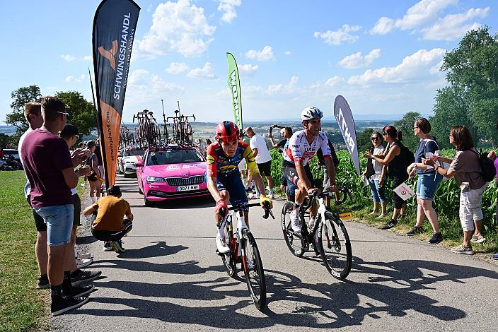 Patrick Konrad (AUT, Lidl-Trek), Jan Christen (SUI, UAE TEAM EMIRATES XRG)  4. Etappe von Steyr nach Steyr, 170,5km, Tour of Austria