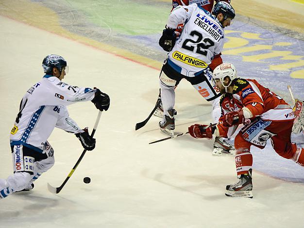 Daniel Oberkofler (Liwest Black Wings Linz) und Martin Schumnig (EC KAC), EC KAC vs EHC Liwest Black Wings Linz, Spiel 6, Play-Offs, Semifinale 