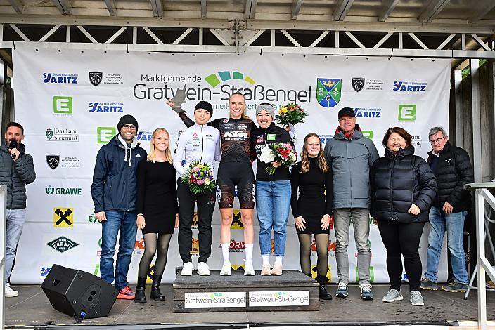 Podest Damen 2. Platz Elisa Winter (AUT, Union Raiffeisen Radteam Tirol), Siegerin Katharina Sadnik (AUT, KTM FACTORY MTB TEAM), 3. Platz Eva Schien (GER, Team Cookina ARBÖ ASKÖ Graz RLM Stmk)  Road Cycling League, Judendorf - Plesch, Stmk