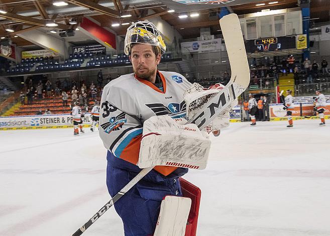 Tormann Luca Gracnar (Black Wings Linz) in der Linzer Eishalle, Black Wings Linz vs Graz 99ers, Eishockey, Testspiel