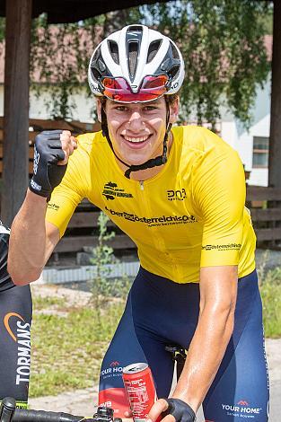 Im Gelben Trikot des Gesamtsiegers Alec Segaert (BEL, Gaverzicht Be - Okay) 46. Int. Keine Sorgen,  Junioren Rundfahrt UCI Kat. MJ 2.1, 3. Etappe Bad Wimsbach/Neydharting - Strass im Attergau