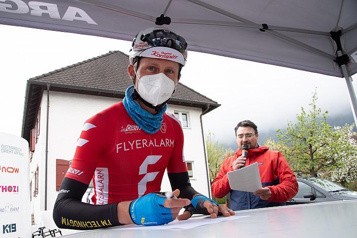 Moran Vermeulen (AUT, Team Felbermayr Simplon Wels) im Trikot des Gesamtführenden der ÖRV Radliga.  Herren Elite, U23, Radliga, GP Vorarlberg, Nenzing
