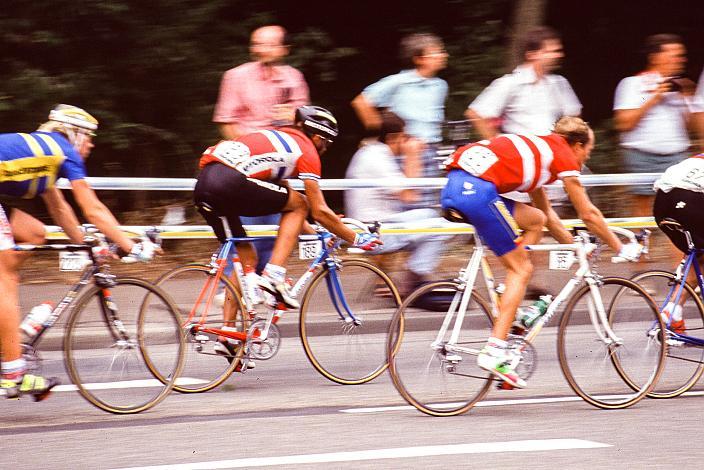 v.l. Dag-Otto Lauritzen (NOR), Bjarne Rijs (DEN), Herren Profi Rennen, Strasse WM Stuttgart, 1991