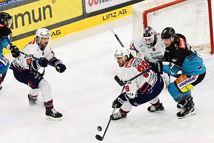 Trevor Cheek (Hydro Fehervar AV 19), Brian Lebler (Steinbach Black Wings Linz), 34. Runde ICE, Steinbach Black Wings Linz vs Hydro Fehervar AV 19, Linz AG Eisarena 