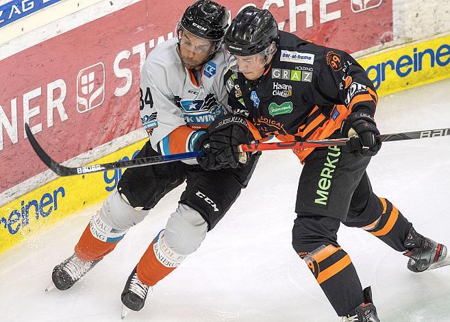 Dragan Umicevic (Black Wings 1992), Jacob Pfeffer (Graz 99ers), Black Wings Linz vs Graz 99ers, Eishockey, Testspiel