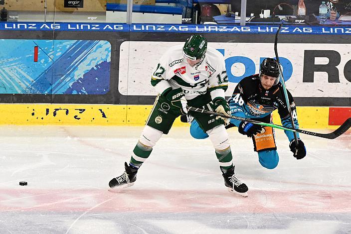 Brady Shaw (FTC-Telekom), Niklas Würschl (Steinbach Black Wings), 17. Runde ICE, Steinbach Black Wings Linz vs Team Ferencvarosi Torna Club FTC-Telekom (HUN), Linz AG Eisarena 