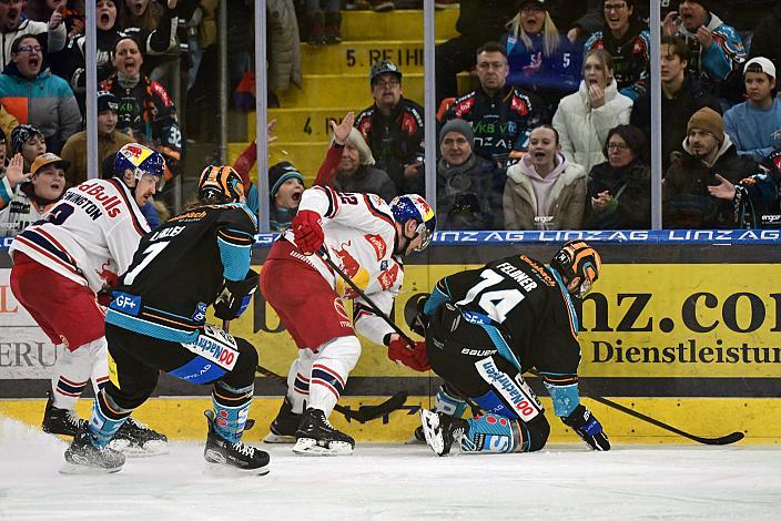  Tyler James Lewington (EC Red Bull Salzburg), Brian Lebler (Steinbach Black Wings Linz), Nico Feldner (Steinbach Black Wings Linz), Dennis Robertson (EC Red Bull Salzburg) Win2Day ICE Hockey League,  Steinbach Black Wings Linz vs EC Red Bull Salzburg,  Linz AG Eisarena 