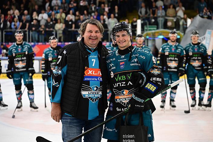 Spieler des Abends Emil Romig (Steinbach Black Wings Linz) 8. Runde ICE, Steinbach Black Wings Linz vs EC KAC, Linz AG Eisarena 