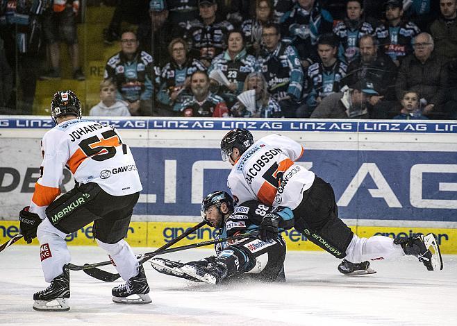 Dan DaSilva (EHC Liwest Black Wings Linz), Robin Jacobsson (Moser Medical Graz 99ers) Spiel 6, EHC Liwest Black Wings Linz - Graz 99ers, Play Offs, Viertelfinale