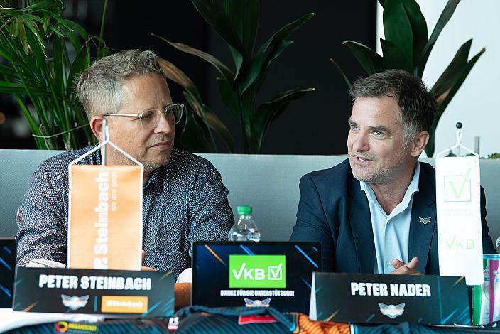 Peter Steinbach (CEO Steinbach Pools), Präsident Peter Nader (Steinbach Black Wings Linz) Saisonstart Pressekonferenz, Steinbach Black Wings Linz ,Linz AG Eisarena, pre season 