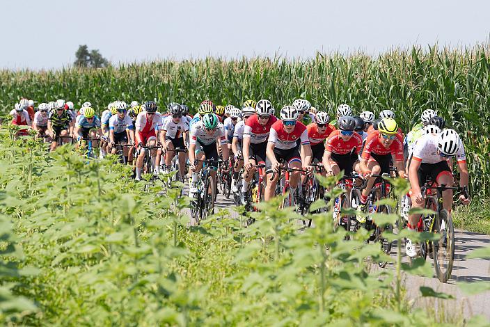 Das Feld der Fahrer bei Bad Wimsbach  46. Int. Keine Sorgen,  Junioren Rundfahrt UCI Kat. MJ 2.1, 3. Etappe Bad Wimsbach/Neydharting - Strass im Attergau