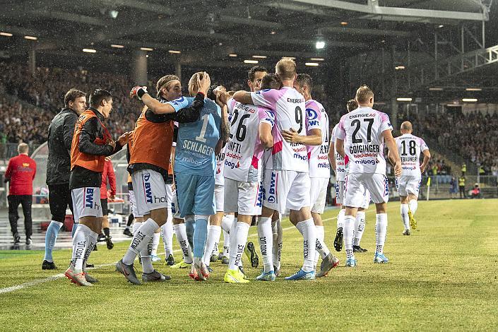 Der Lask feiert ein Tor, Uefa Champions League Qualifikation LASK - FC Basel 1893