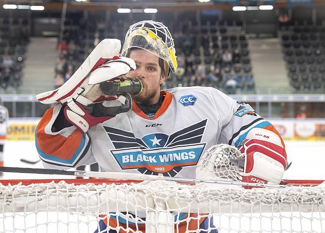 Tormann Luca Gracnar (Black Wings Linz), Black Wings Linz vs Graz 99ers, Eishockey, Testspiel