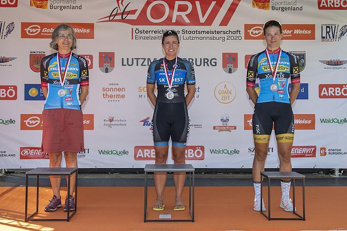 LM Oberösterreich, Damen Podest:  1. Platz SCHOBER Sophie, 2. Platz  Petra SCHÖNAUER, 3. Platz  Anne BADEGRUBER, Ö STM Einzelzeitfahren,  Lutzmannsburg, Österreichische Staatsmeisterschaft U23, Elite Damen und Herren
