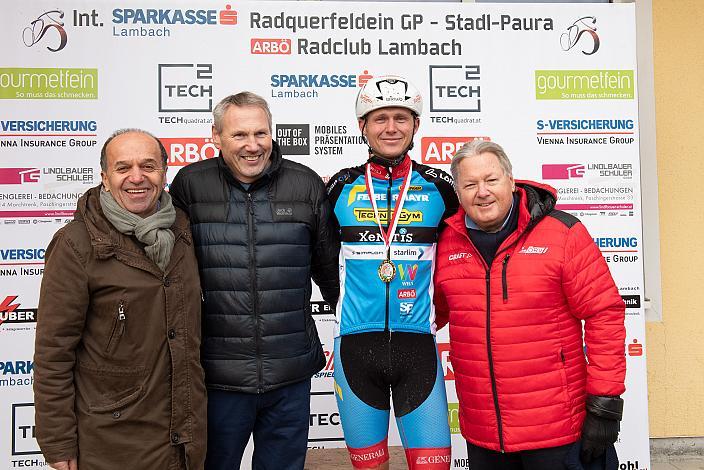 v.l. Paul Resch (Präsident LRV Oberösterreich), Moran Vermeulen (AUT, Team Felbermayr Simplon Wels), Harald J. Mayer (ÖRV, Präsident Österreichischer Radsportverband), Rad Cyclo Cross, 12. Int Rad Querfeldein GP Pferdezentrum Austria Stadl-Paura, UCI C2, 