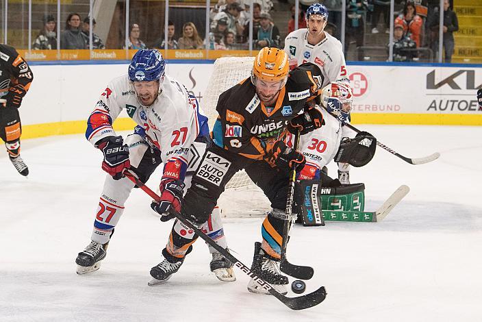 Rafael Rotter (Steinbach Black Wings Linz), Michael Huntebrinker (HC Tiwag Innsbruck - Die Haie)  Steinbach Black Wings Linz vs HC Tiwag Innsbruck - Die Haie, bet-at-home ICE Hockey League