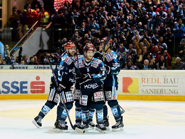 Linz feiert den Ausgleich, EHC Liwest Black Wings Linz vs EC Red Bull Salzburg, Halbfinale, Semifinale, Play-Offs 