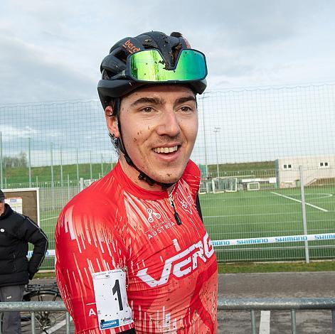 Platz 3 für den Führenden in der Rad Cross Liga Jakob Reiter (AUT, Hrinkow Advarics), Radquerfeldein GP um das Sportzentrum Gunskirchen, Rad Cyclo Cross, 