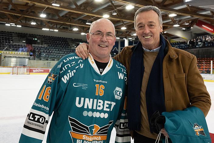 Scout Rick Nasheim (Steinbach Black Wings Linz), Helmut Keckeis, Ex-Manger und Legende Steinbach Black Wings Linz vs EC ID Wärmepumpen VSV, 47. Runde, Retro Night, ICE Hockey League, Steinbach Black Wings Linz, Linz AG Eisarena 