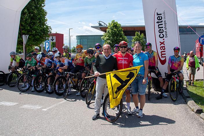 Paul Resch (Präsident LRV Oberösterreich), Daniel Federspiel (AUT, Team Felt - Felbermayr), Helga Mitmasser (Tour - Direktorin) Wels - Aigen - Schlägl, 14. Int. Raiffeisen OÖ-Radrundfahrt UCI Kat. 2.2