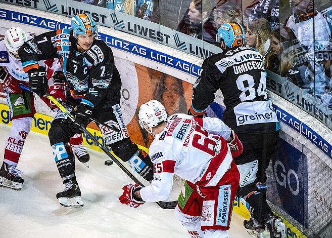 Brian Lebler (EHC Liwest Black Wings Linz), Dragan Umicevic (EHC Liwest Black Wings Linz),Eishockey,  2. Viertelfinale EHC Liwest Black Wings Linz vs EC KAC