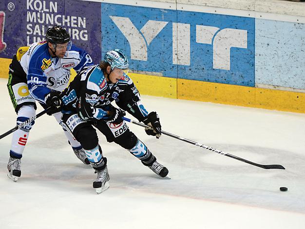 #7 Brian Lebler, Linz und Markus Hundhammer, Straubing, EHC Liwest Black Wings Linz vs Straubing Tigers