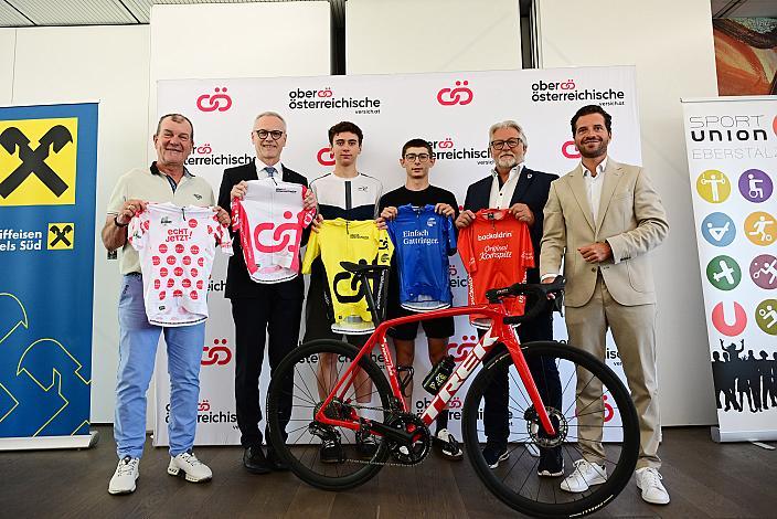 v.l. Walter Ameshofer (LRV OÖ Vize Präsident),  Oberösterreichische Versicherung Generaldirektor Mag. Othmar Nagl, Theo Preslmayr (AUT, RC ARBÖ Auto Eder Walding), Florian Schöfer (AUT, RC BOA Wels), Bgm. Eberstallzell Günther See, Mario Rossmann (Präsident Cycling Upper Austria, Oberösterreich), 51. OÖ Junioren Rundfahrt Pressekonferenz