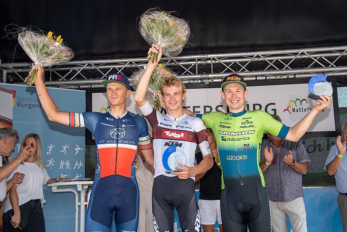 Podest 2. Platz Platz Petr Klaboch (CZE, ATT Investmenst). Sieger Karel Vacek (CZE, Tirol KTM Cycling Team), 3. Platz Timon Loderer (GER, Hrinkow Advarics), Radsport, Herren Radliga, 60. Burgenland Rundfahrt