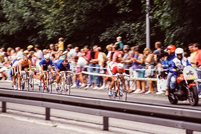 v.l. Guido Bontempi (ITA), Bruno Cenghialta (ITA),  Herren Profi Rennen, Strasse WM Stuttgart, 1991