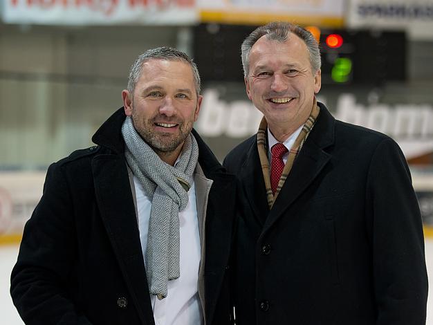 Christian Perthaler, Manager, Linz und Mag. Guenther Singer, Liwest Linz, EHC Liwest Black Wings Linz vs HDD Telemach Olimpija Ljubljana