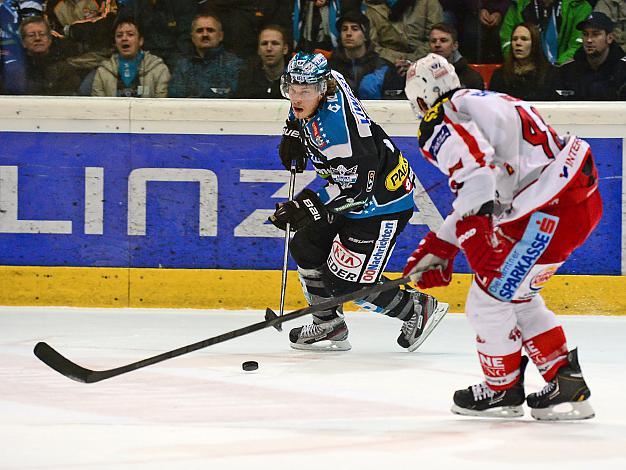 Brian Lebler (Liwest Black Wings Linz) und Florian Iberer (EC KAC), EHC Liwest Black Wings Linz vs EC KAC, Play-Offs, Semifinale 