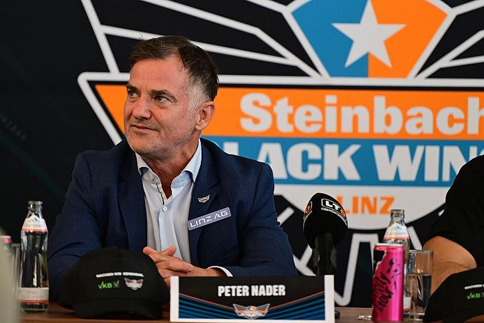 Präsident Peter Nader (Steinbach Black Wings Linz) Ligastart Pressekonferenz Steinbach Black Wings Linz , Linz AG Eisarena